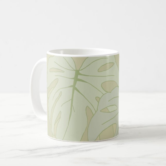 Monstera folie i mjuk grönt kaffemugg (Framsida vänster)
