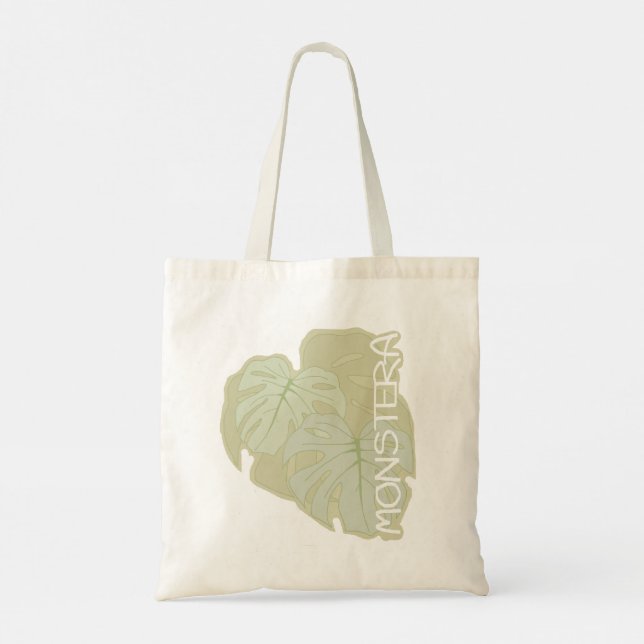 Monstera folie i mjuk grönt Tote Bag Tygkasse (Baksida)