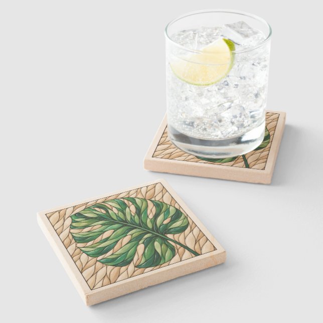 Monstera Fönster Stenunderlägg (Sidan)