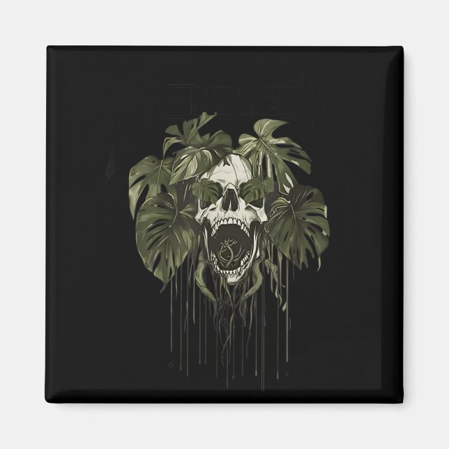 Monstera Funny Skull Plant Lover Nge Gardener Wome Magnet (Framsidan)