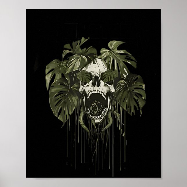 Monstera Funny Skull Plant Lover Nge Gardener Wome Poster (Framsidan)