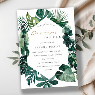 Monstera Grönt Leafy Hexagonal Par Shower Card Tack Kort