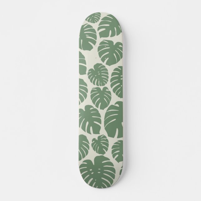 Monstera - Grönt Mini Skateboard Bräda 18,5 Cm (Framsida)