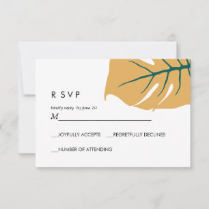 Monstera Gul Bröllop Svar RSVP