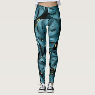 Monstera Handflatan, Golden Stänk sjölös. Leggings
