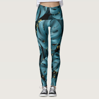 Monstera Handflatan, Golden Stänk sjölös. Leggings