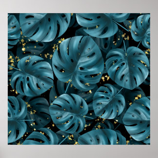 Monstera Handflatan, Golden Stänk sjölös. Poster