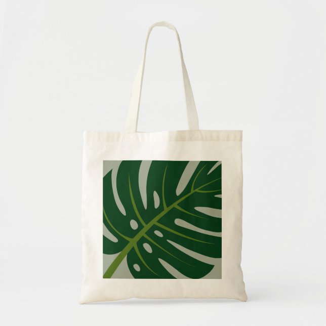 Monstera handflatan löv canvas tote bags tygkasse (Framsidan)