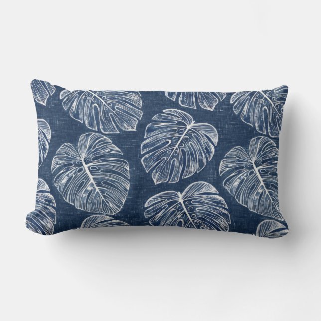Monstera Handflatan Löv Dubbla Sided Lumbar Pillow Lumbarkudde (Framsida)
