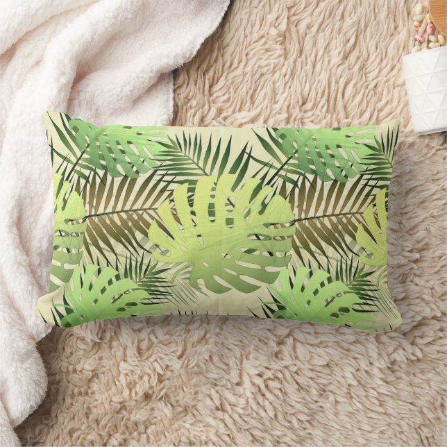 Monstera Handflatan Lövs Tropical Jungle Lumbarkudde (Filt)