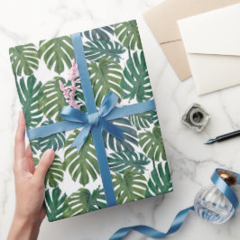 Monstera Handflatan Tropical Lövs Wrapping Papper Presentpapper