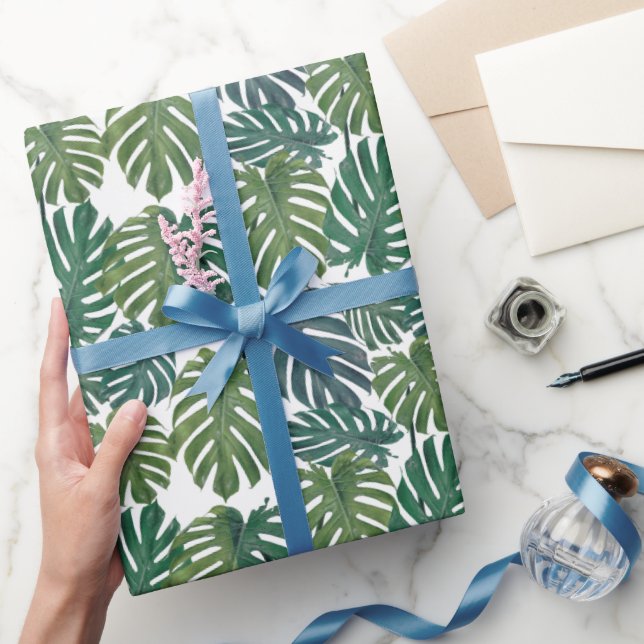 Monstera Handflatan Tropical Lövs Wrapping Papper Presentpapper (Gåvor)