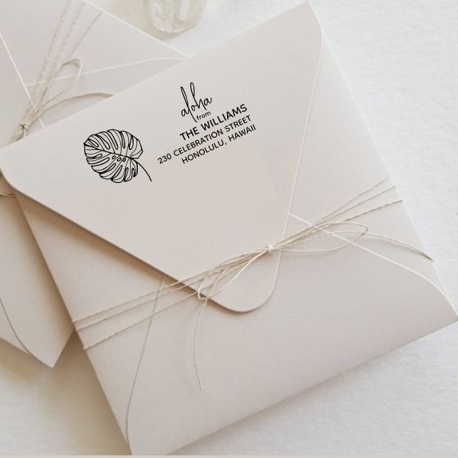 Monstera Hawaii returadress frimärke Självfärgande Stämpel (Skapare uppladdad)