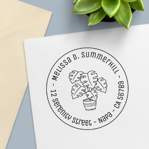 Monstera Houseplant-Adress Självfärgande Stämpel
