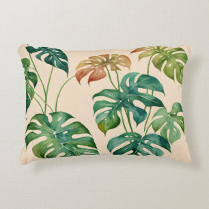 Monstera Houseplant Boho Watercolor Art Prydnadskudde