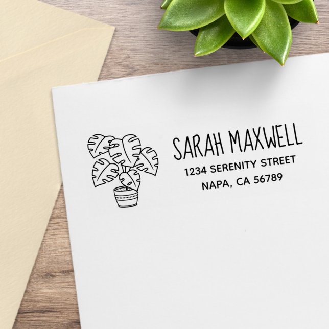 Monstera Houseplant Returadress Stämpel (Skapare uppladdad)