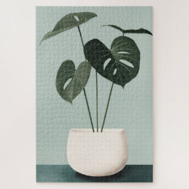 Monstera i en vit prick pussel