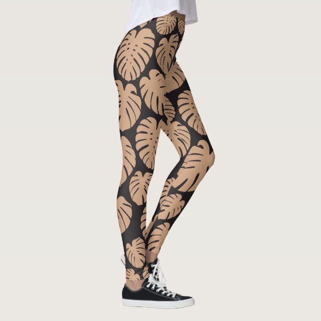 Monstera i Tan och Black Leggings (Höger)
