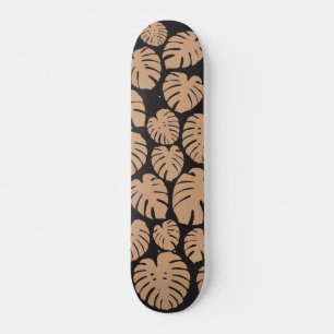 Monstera i Tan och Black Mini Skateboard Bräda 18,5 Cm