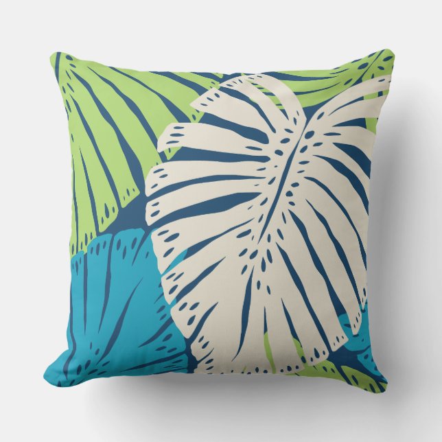 Monstera Jungle Hawaiian Tropiska blad - Lime Kudde (Framsida)