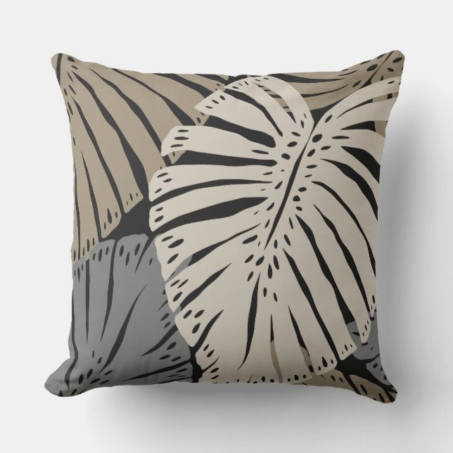 Monstera Jungle Hawaiian Tropiska blad - Neutral Kudde (Framsida)