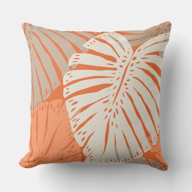 Monstera Jungle Hawaiian Tropiska blad - Orange Kudde (Framsida)