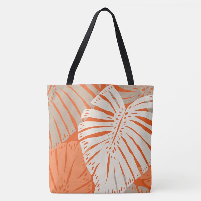 Monstera Jungle Hawaiian Tropiska blad - Orange Tygkasse (Framsida)