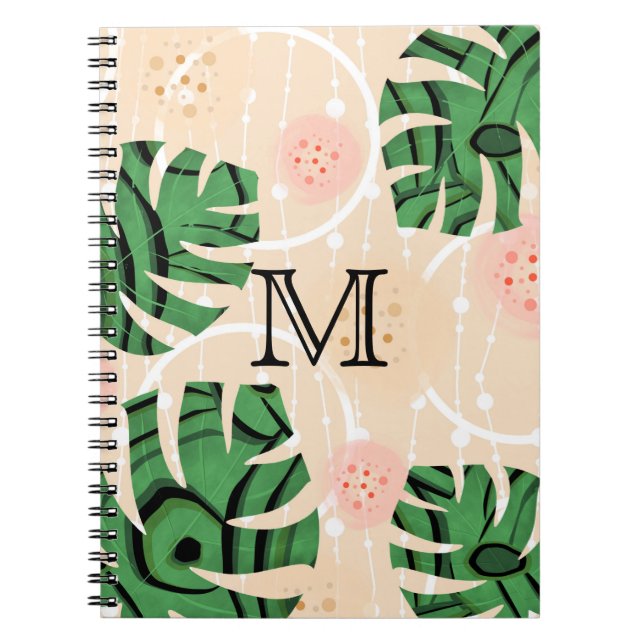 Monstera lämnar på rosa. anteckningsbok (Framsidan)