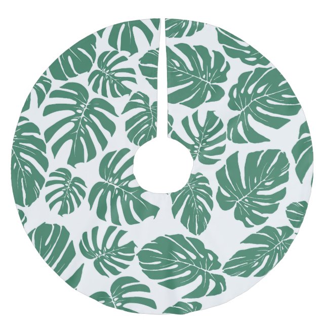 Monstera lämnar sömlöst, dekorativt mönster. julgransmatta borstad polyester (Framsidan)