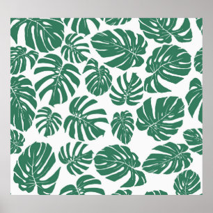 Monstera lämnar sömlöst, dekorativt mönster. poster