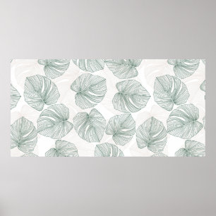 Monstera lämnar sömlöst mönster. Tropiska mönster Poster