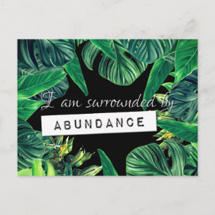 Monstera Law of Attraction Överflöd Bekräftelse Vykort