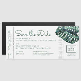 Monstera Leaf Boarding Pass Magnet Spara Datum