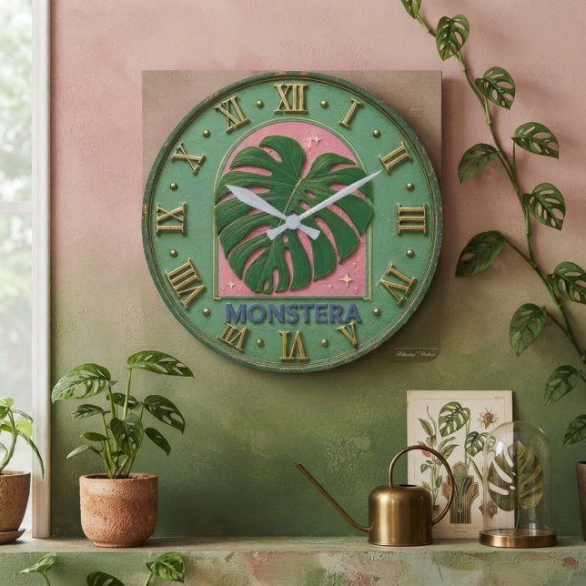 Monstera Leaf Botanical  Stor Klocka (Skapare uppladdad)