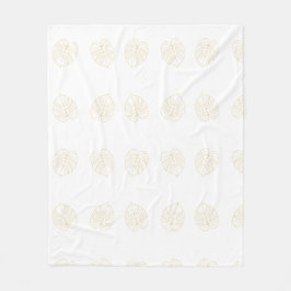Monstera Leaf Gold Design. Fleecefilt