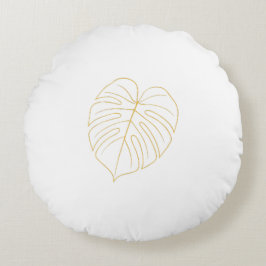 Monstera Leaf Gold Design. Rund Kudde