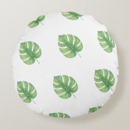 Monstera Leaf Green Design. Rund Kudde