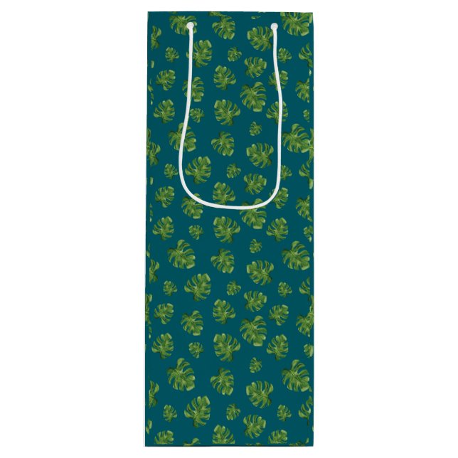 Monstera Leaf Wine Gift Bag (Framsidan)
