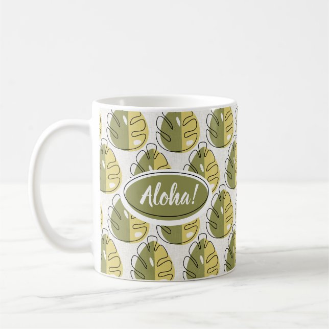Monstera Leaves - Green Kaffemugg (Vänster)