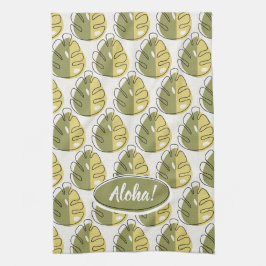 Monstera Leaves - Green Kökshandduk