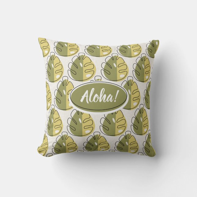 Monstera Leaves - Green Kudde (Framsida)