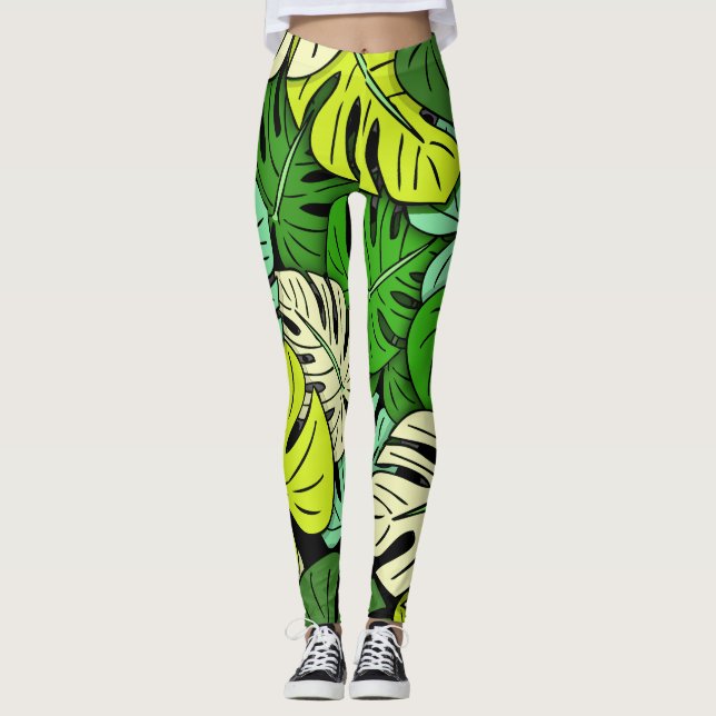 Monstera Löv #3 Leggings (Framsida)