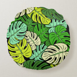 Monstera Löv #3 Rund Kudde