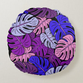 Monstera Löv #4 Rund Kudde