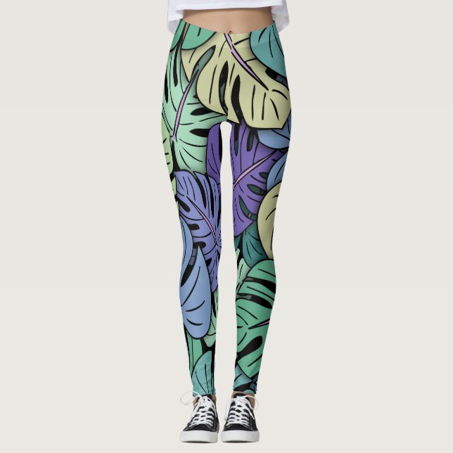 Monstera Löv #6 Leggings (Framsida)