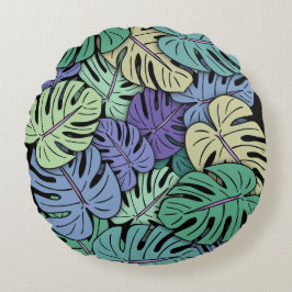 Monstera Löv #6 Rund Kudde