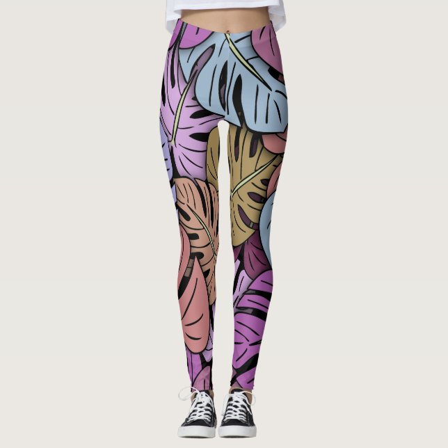 Monstera Löv #7 Leggings (Framsida)