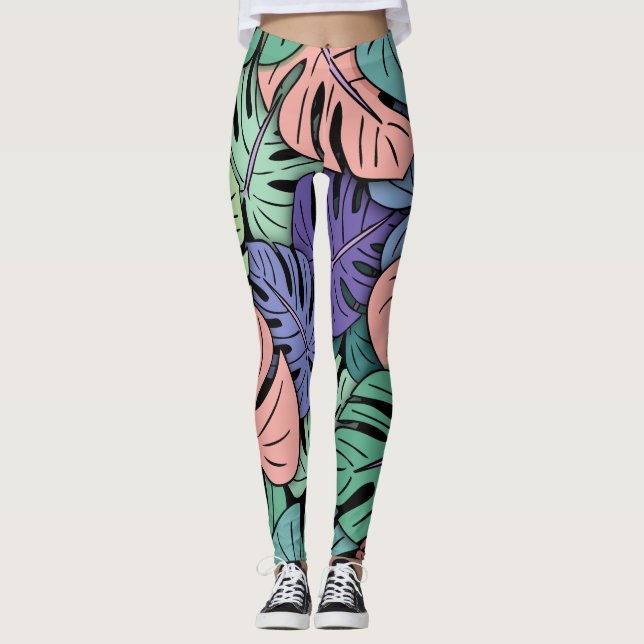 Monstera Löv #8 Leggings (Framsida)