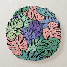 Monstera Löv #8 Rund Kudde