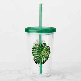 Monstera Löv Acrylic Tumbler Greenery Take Away Mugg